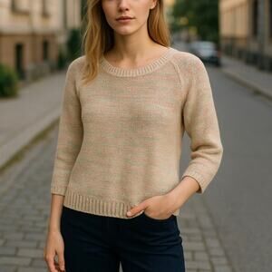 Anthropologie Moth Pastel Multi Color Cropped Pullover Sweater